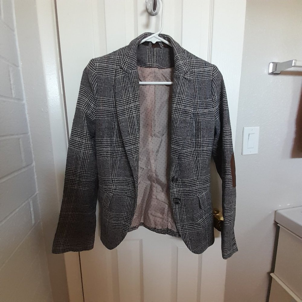 Plaid Blazer with Elbow patches xs